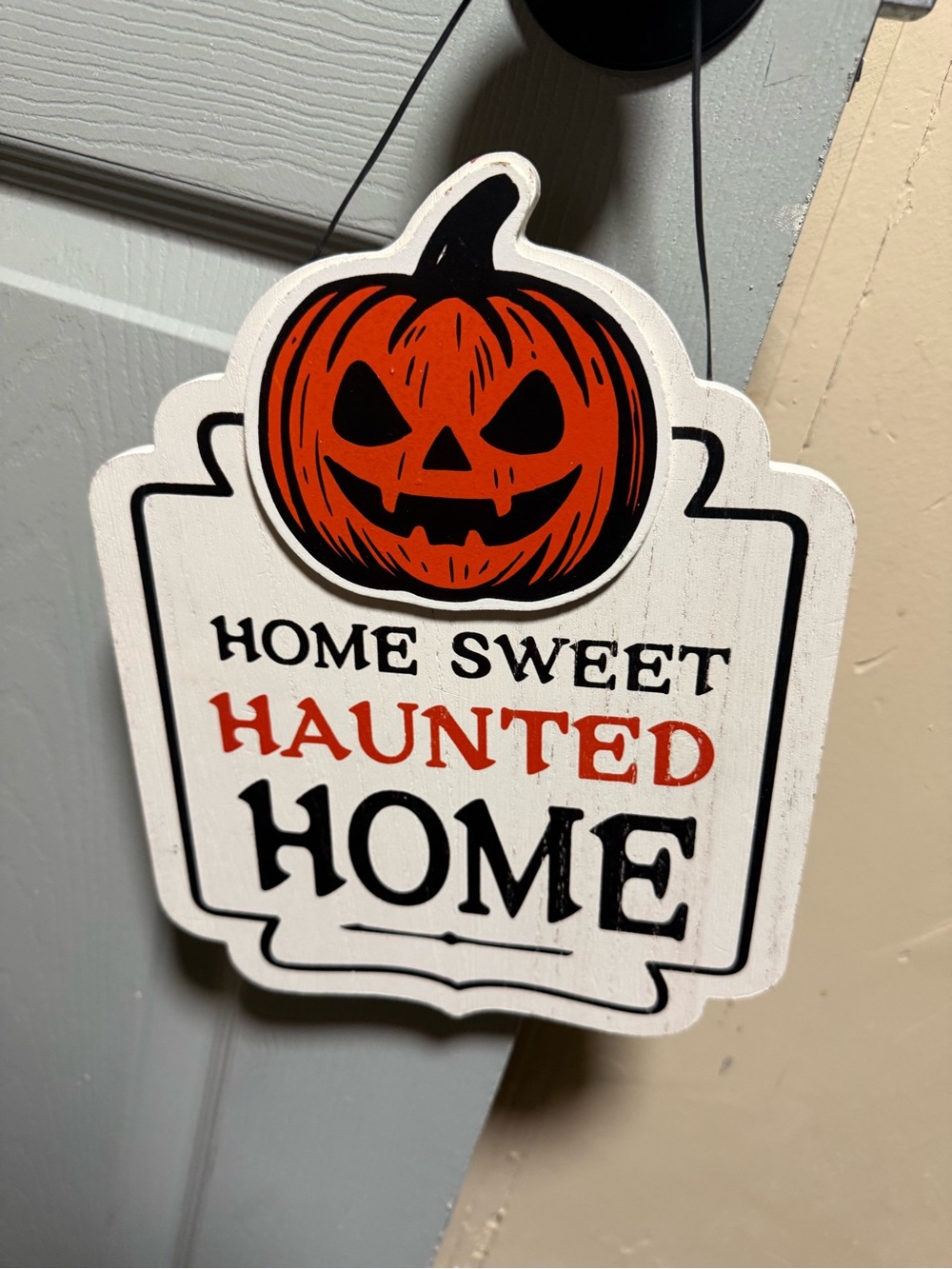 Home Sweet Haunted Home Sign - Orange and Black Halloween Wall Decor